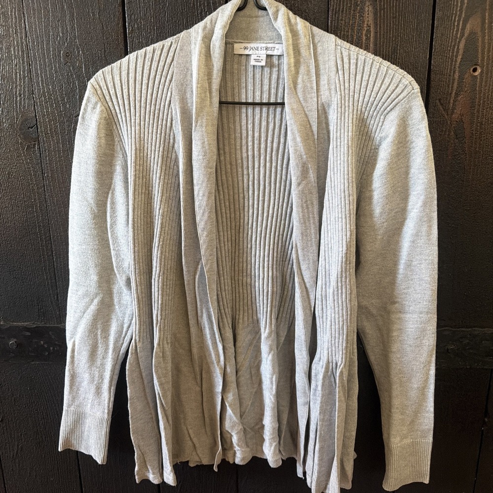 99 jane street cardigan Open Front Grey Womens Size PS Long Sleeve Lightweight U